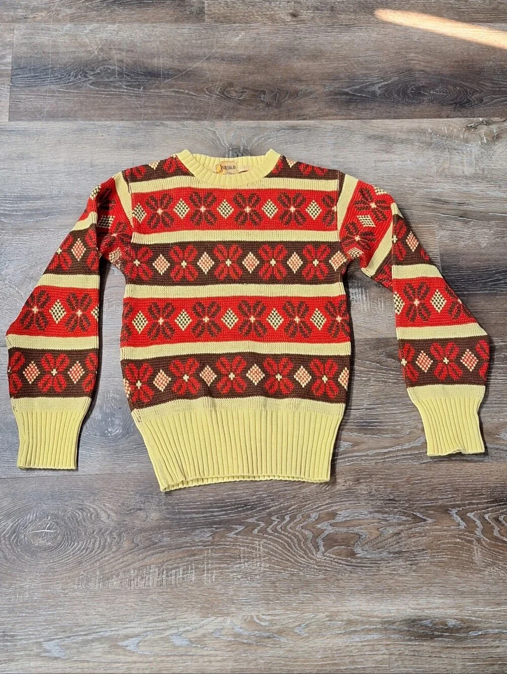 Jersild 40s-60s Vintage Jacquard Fair Isles Virgin Wool Sweater, Unisex